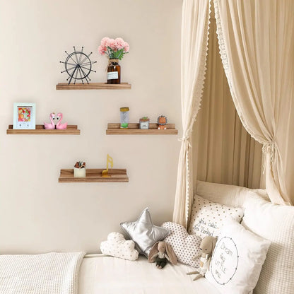 Set of 3 Wooden Picture Ledges, Floating Shelf Display Set, Modern Home Décor for Photos, Books and Small Items - product view 5