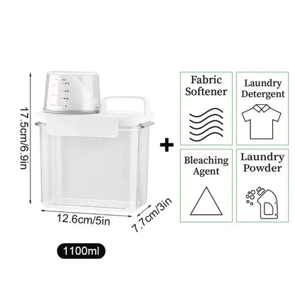 Airtight Laundry Detergent Storage Container, Plastic Refillable Dispenser with Lid, Labels and 1100ml to 2300ml Options - product view 1