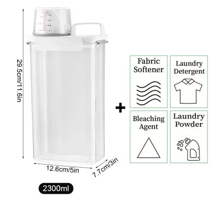 Airtight Laundry Detergent Storage Container, Plastic Refillable Dispenser with Lid, Labels and 1100ml to 2300ml Options - product view 2