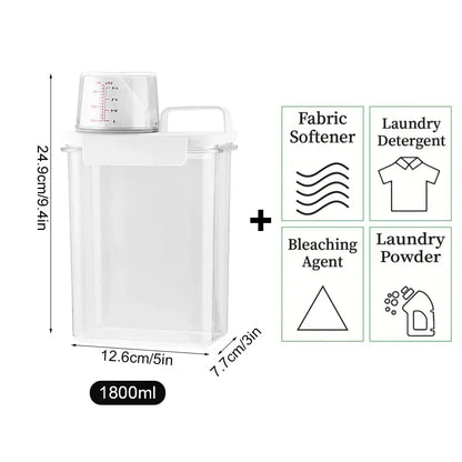 Airtight Laundry Detergent Storage Container, Plastic Refillable Dispenser with Lid, Labels and 1100ml to 2300ml Options - product view 3