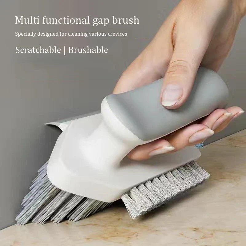 Rectangular Crevice Cleaning Brush and Scraper, Plastic Tool for Floor, Bathroom, Tile and Toilet Seams - product view 1