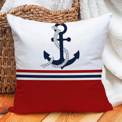 Nautical Anchor Print Cushion Cover, Square 100% Polyester Throw Pillow Case, Multiple Sizes for Sofa and Chair Decor - product view 2