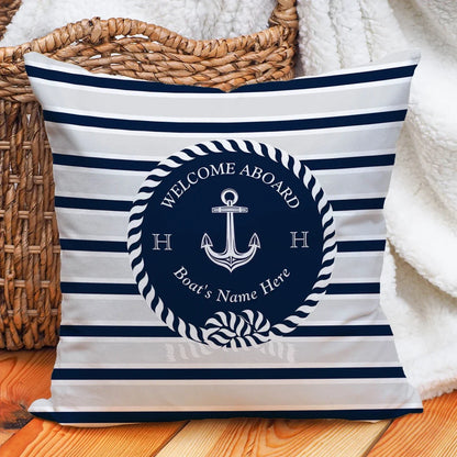 Nautical Anchor Print Cushion Cover, Square 100% Polyester Throw Pillow Case, Multiple Sizes for Sofa and Chair Decor - product view 4