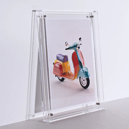 Translucent Acrylic Floating Photo Frame, Modern Rectangle Display for Wall or Desktop, 17 Color Options and 9 Sizes - product view 3