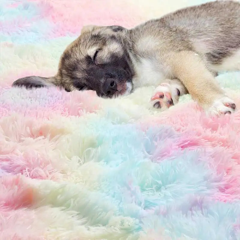 Rainbow Round Shag Rug, Plush Fabric Machine-Made Carpet with PVC Backing, Soft Bedroom and Playroom Décor, 60-160cm - product view 3
