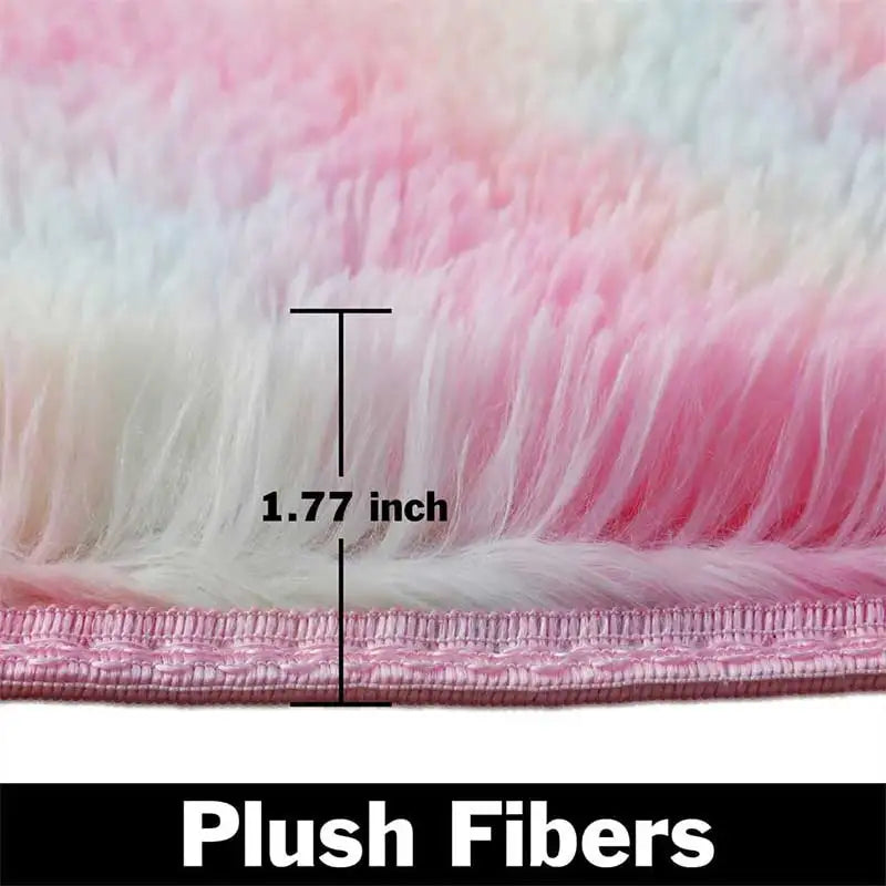Rainbow Round Shag Rug, Plush Fabric Machine-Made Carpet with PVC Backing, Soft Bedroom and Playroom Décor, 60-160cm - product view 4