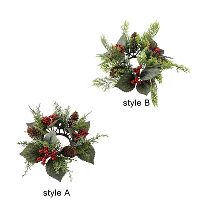 Round Pillar Candle Ring Wreath, 25 cm Greenery Floral Centerpiece, Plastic Table Decor for Halloween, Weddings and Holidays - product view 4