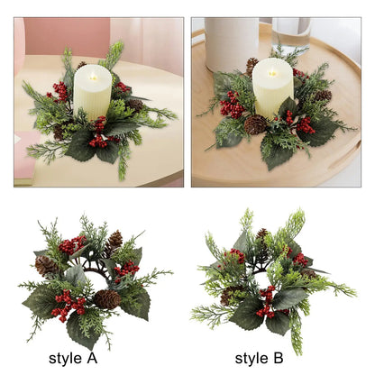 Round Pillar Candle Ring Wreath, 25 cm Greenery Floral Centerpiece, Plastic Table Decor for Halloween, Weddings and Holidays - product view 6