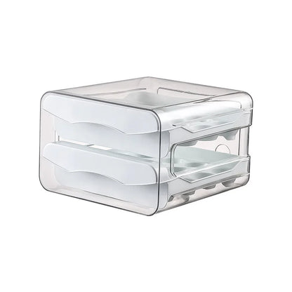 32-Egg Pull-Out Refrigerator Organizer, Double-Drawer BPA-Free PE Egg Storage Box, Stackable Design, White, Gray or Orange - product view 1