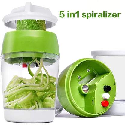 Manual Vegetable Spiralizer Cutter, 3 Buttons, 4 Cutting Modes, Non-Stick Finish, 9.5 x 9.5 x 17 cm - product view 2