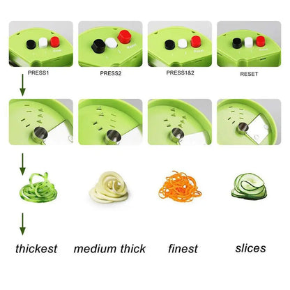 Manual Vegetable Spiralizer Cutter, 3 Buttons, 4 Cutting Modes, Non-Stick Finish, 9.5 x 9.5 x 17 cm - product view 5
