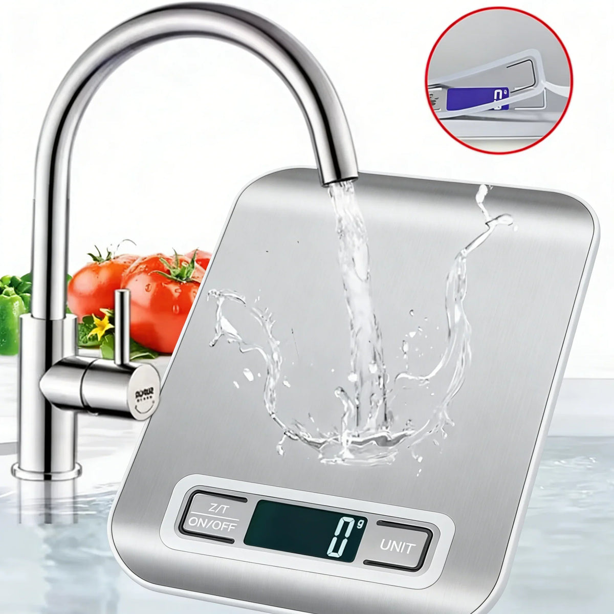 Digital Kitchen Scale, 5 kg or 10 kg Capacity, LCD Blue Backlight, Stainless Steel Platform for Baking and Meal Prep - product view 3