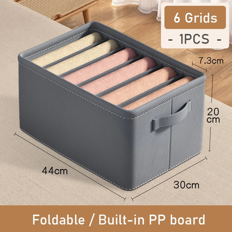 Foldable Drawer Organizer for Clothes, Stackable Compartment Storage Box with Built-In PP Board in 6, 7 or 9 Grids - product view 1