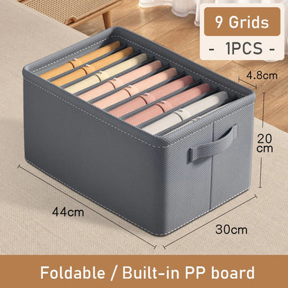 Foldable Drawer Organizer for Clothes, Stackable Compartment Storage Box with Built-In PP Board in 6, 7 or 9 Grids - product view 3