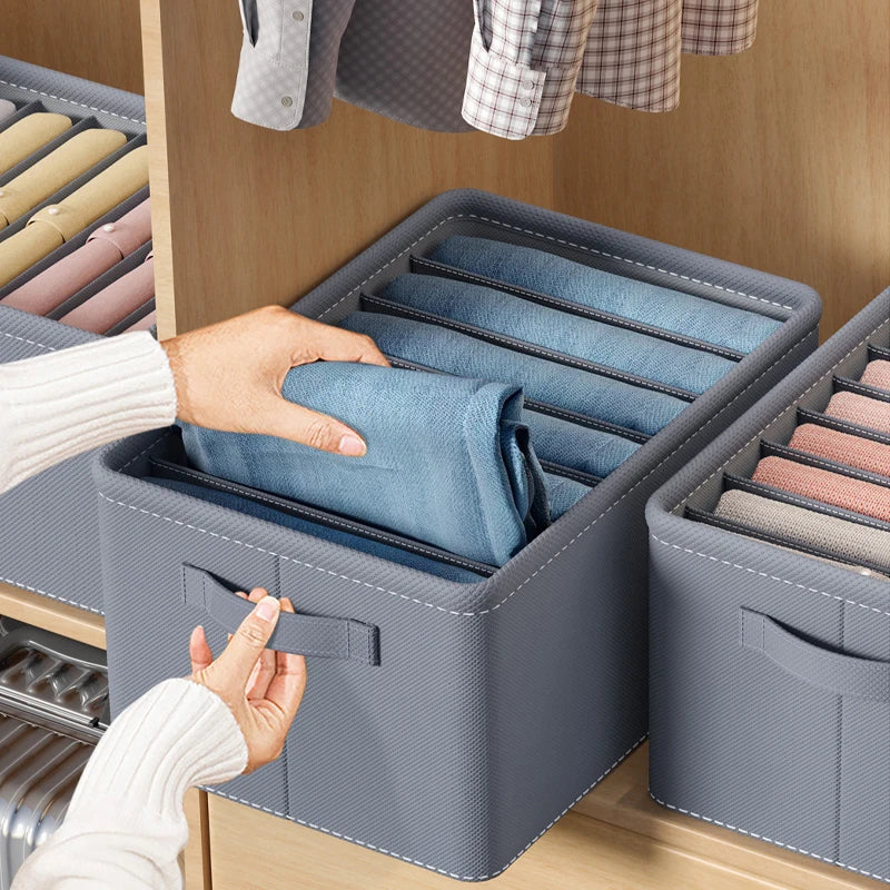 Foldable Drawer Organizer for Clothes, Stackable Compartment Storage Box with Built-In PP Board in 6, 7 or 9 Grids - product view 4