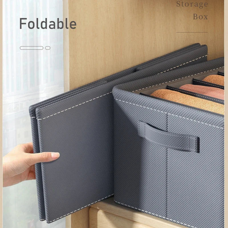 Foldable Drawer Organizer for Clothes, Stackable Compartment Storage Box with Built-In PP Board in 6, 7 or 9 Grids - product view 6