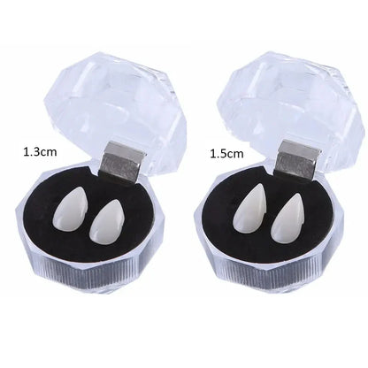 Vampire Fangs False Teeth, Adjustable Plastic Halloween Costume Props, 13–19mm Sizes and Short or Long Styles - product view 6