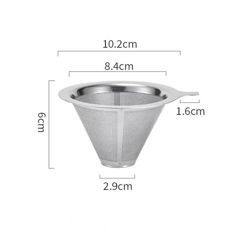 Reusable Coffee Filter Holder, Double-Layer Stainless Steel Coffee and Tea Strainer with 1PC or Silver and Gold Set Options - product view 1