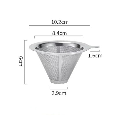 Reusable Coffee Filter Holder, Double-Layer Stainless Steel Coffee and Tea Strainer with 1PC or Silver and Gold Set Options - product view 1