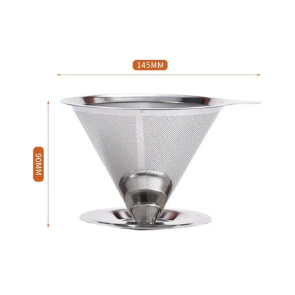 Reusable Coffee Filter Holder, Double-Layer Stainless Steel Coffee and Tea Strainer with 1PC or Silver and Gold Set Options - product view 2