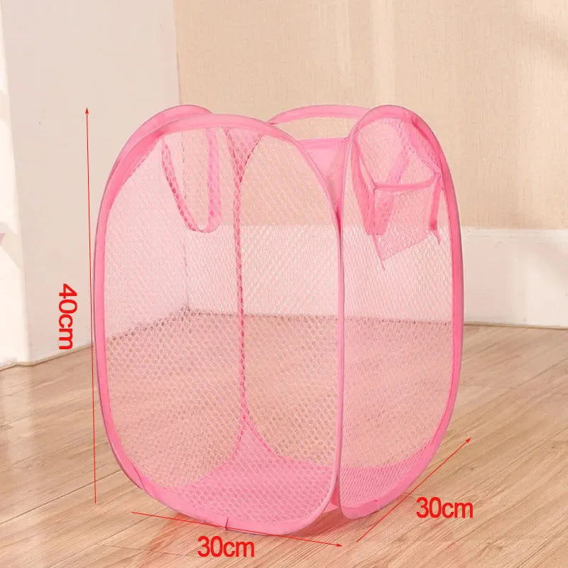 Foldable Laundry Basket, Breathable Mesh Polyester Hamper with Handles, 30 x 30 x 40 cm, Portable Storage for Bedroom, Dorm and Travel - product view 2