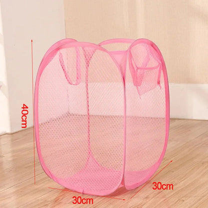 Foldable Laundry Basket, Breathable Mesh Polyester Hamper with Handles, 30 x 30 x 40 cm, Portable Storage for Bedroom, Dorm and Travel - product view 2