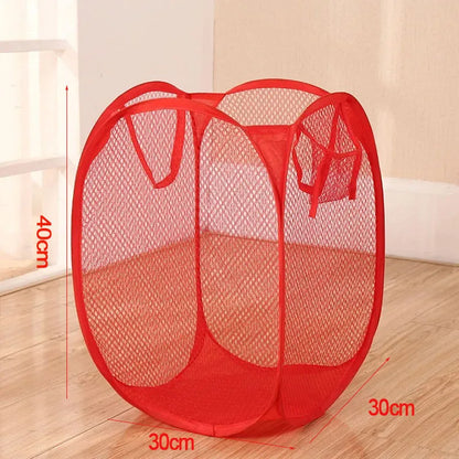 Foldable Laundry Basket, Breathable Mesh Polyester Hamper with Handles, 30 x 30 x 40 cm, Portable Storage for Bedroom, Dorm and Travel - product view 3