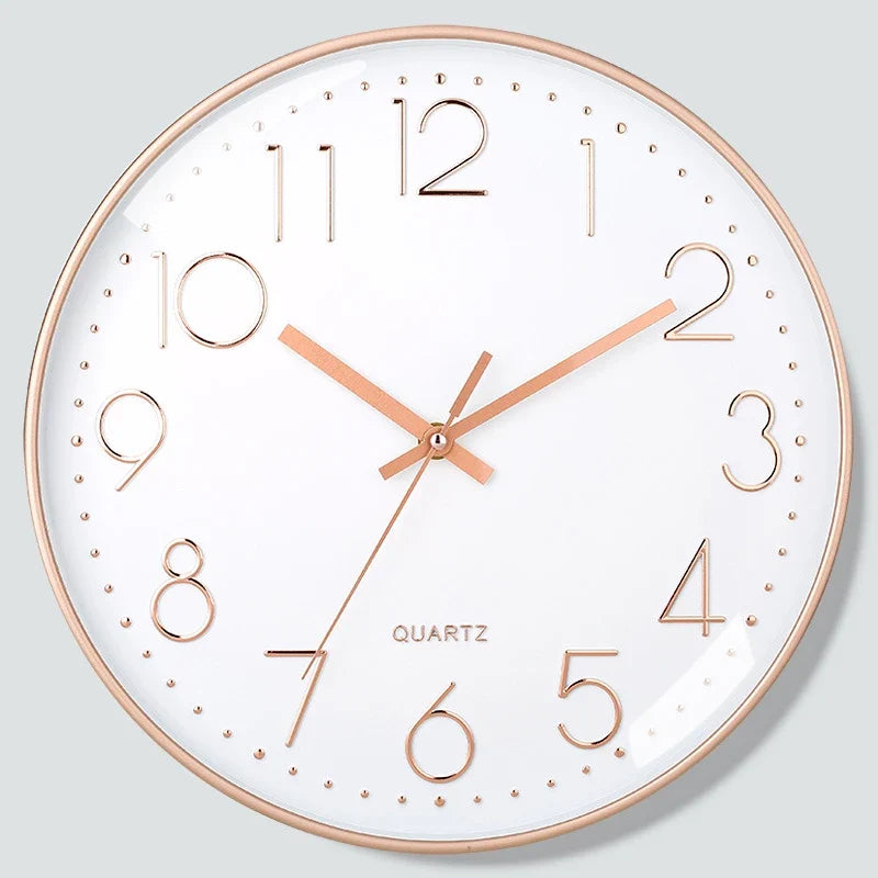 8-Inch Silent Wall Clock with Plastic and Glass Construction, Embossed Three-Dimensional Scale for Home Office Décor - product view 2