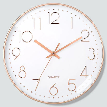 8-Inch Silent Wall Clock with Plastic and Glass Construction, Embossed Three-Dimensional Scale for Home Office Décor - product view 2