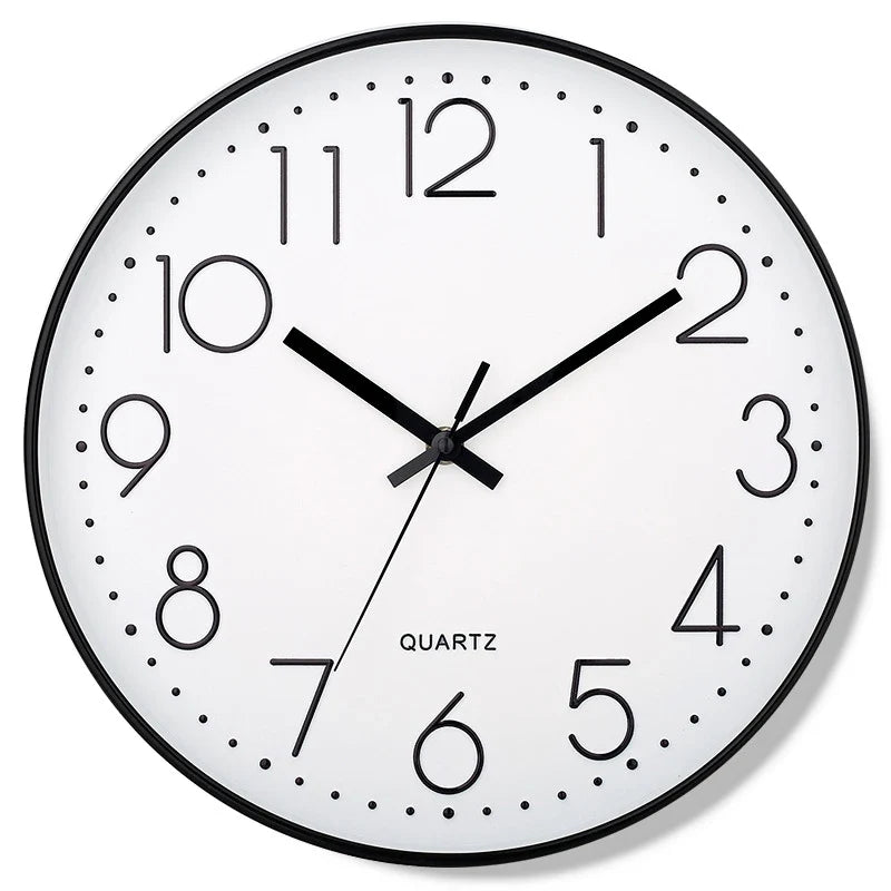 8-Inch Silent Wall Clock with Plastic and Glass Construction, Embossed Three-Dimensional Scale for Home Office Décor - product view 3