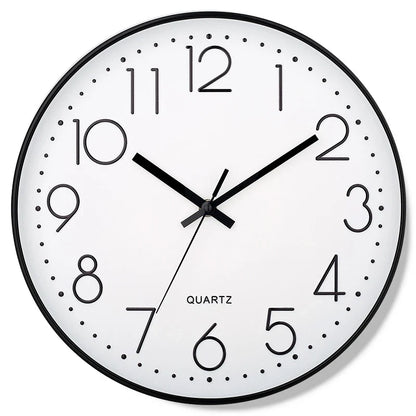 8-Inch Silent Wall Clock with Plastic and Glass Construction, Embossed Three-Dimensional Scale for Home Office Décor - product view 3