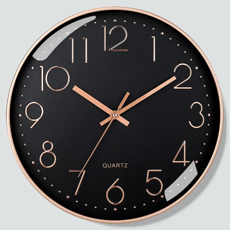 8-Inch Silent Wall Clock with Plastic and Glass Construction, Embossed Three-Dimensional Scale for Home Office Décor - product view 4