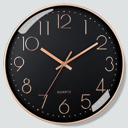 8-Inch Silent Wall Clock with Plastic and Glass Construction, Embossed Three-Dimensional Scale for Home Office Décor - product view 4