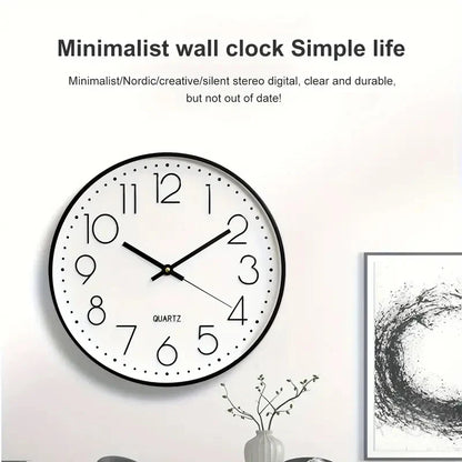 8-Inch Silent Wall Clock with Plastic and Glass Construction, Embossed Three-Dimensional Scale for Home Office Décor - product view 6