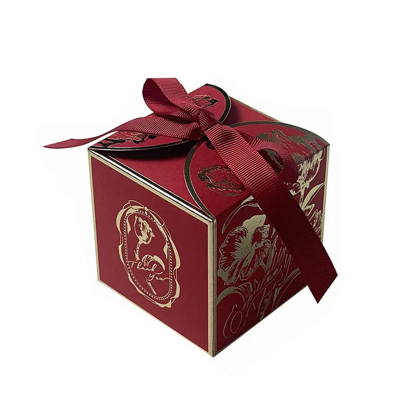 Decorative Gift Boxes, 5x5x5 cm Paperboard Candy Boxes with Ribbon, 10 to 400 Piece Sets for Gift Presentation - product view 4