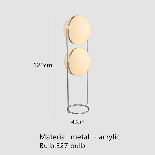 Art Deco Floor Lamp, Chrome-Plated Iron with White Acrylic Ball Shade, E27 Base, 11–15W, Warm or White Light - product view 3