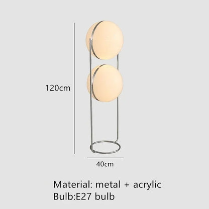 Art Deco Floor Lamp, Chrome-Plated Iron with White Acrylic Ball Shade, E27 Base, 11–15W, Warm or White Light - product view 3