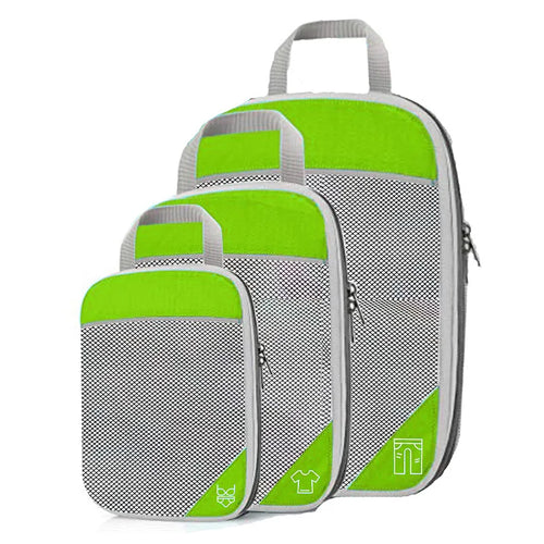 Compression Packing Cubes, Reusable Polyester Travel Organizer Sets, 3-Piece or 6-Piece Options with Mesh Panels for Suitcases - product view 1