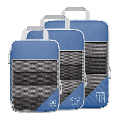 Compression Packing Cubes, Reusable Polyester Travel Organizer Sets, 3-Piece or 6-Piece Options with Mesh Panels for Suitcases - product view 3