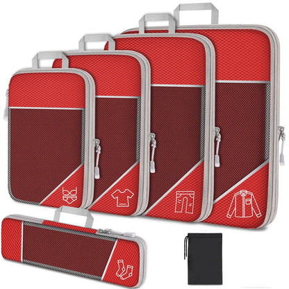 Compression Packing Cubes, Reusable Polyester Travel Organizer Sets, 3-Piece or 6-Piece Options with Mesh Panels for Suitcases - product view 4