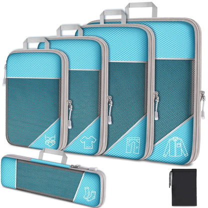 Compression Packing Cubes, Reusable Polyester Travel Organizer Sets, 3-Piece or 6-Piece Options with Mesh Panels for Suitcases - product view 5