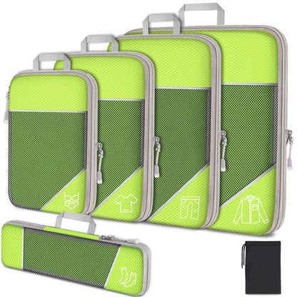 Compression Packing Cubes, Reusable Polyester Travel Organizer Sets, 3-Piece or 6-Piece Options with Mesh Panels for Suitcases - product view 6
