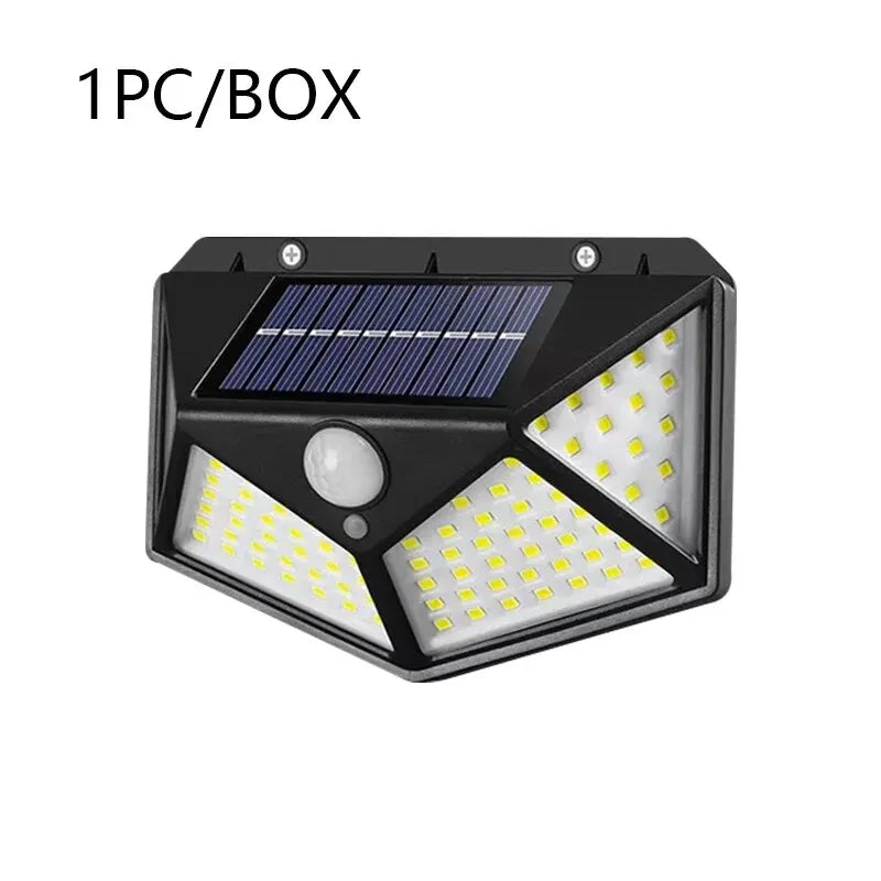 Solar Porch Light, 100 LED Four-Sided Wall Lamp with Motion Sensor, 120° Detection and 6–12 Hour Outdoor Lighting - product view 1