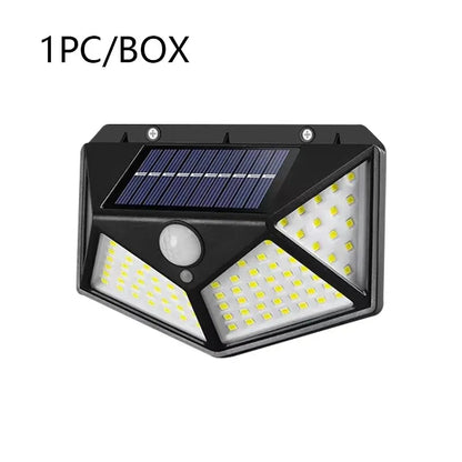 Solar Porch Light, 100 LED Four-Sided Wall Lamp with Motion Sensor, 120° Detection and 6–12 Hour Outdoor Lighting - product view 1