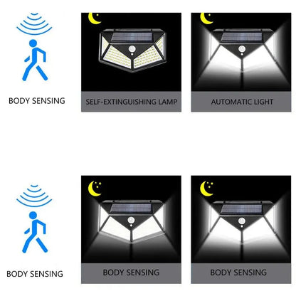 Solar Porch Light, 100 LED Four-Sided Wall Lamp with Motion Sensor, 120° Detection and 6–12 Hour Outdoor Lighting - product view 5