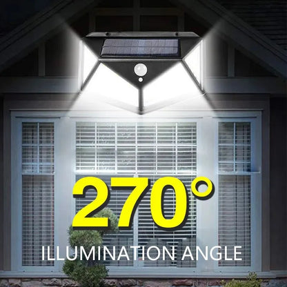 Solar Porch Light, 100 LED Four-Sided Wall Lamp with Motion Sensor, 120° Detection and 6–12 Hour Outdoor Lighting - product view 6
