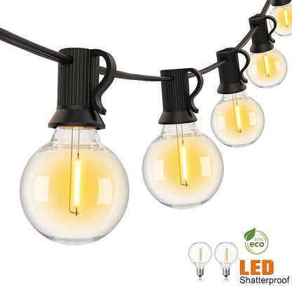 Waterproof String Lights, Warm White G40 Plastic LED Bulbs, E12 Sockets, Connectable Patio Garland with EU or US Plug - product view 5