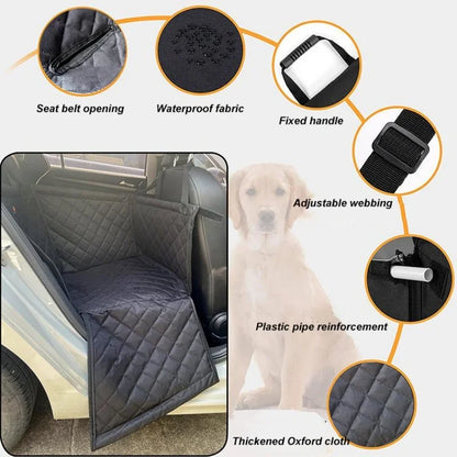 Waterproof Dog Car Hammock, Oxford Pet Seat Cover and Carrier Bag with Solid Design, Black or Black Side Mesh Options - product view 4