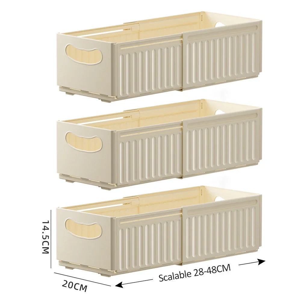 Stackable Pantry Bin, Retractable Adjustable Plastic Storage Box, 12L, Modern Glossy Organizer in Small or Large Sizes - product view 2