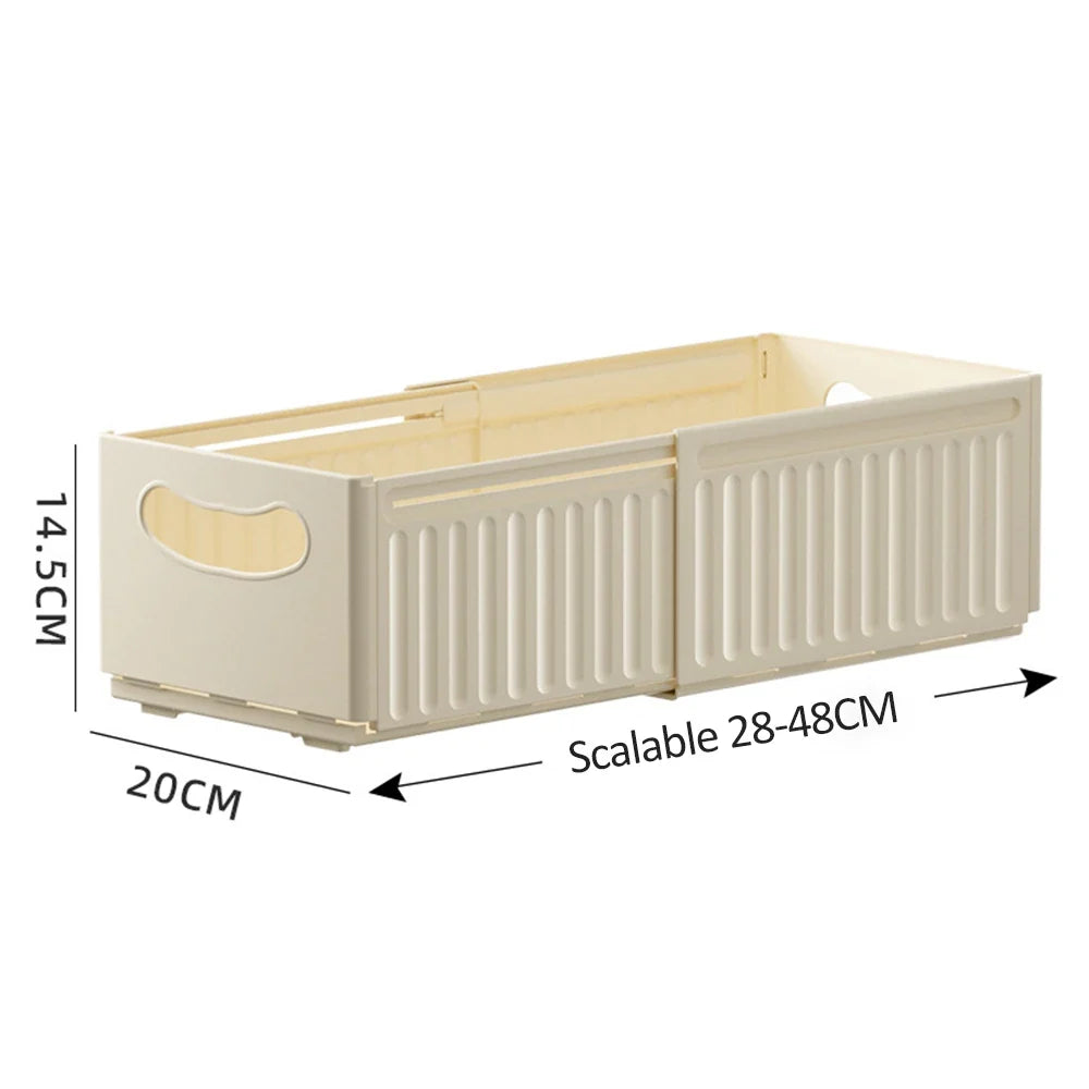 Stackable Pantry Bin, Retractable Adjustable Plastic Storage Box, 12L, Modern Glossy Organizer in Small or Large Sizes - product view 4